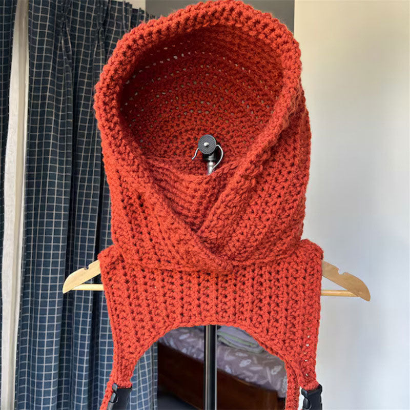 Hand knitted hood