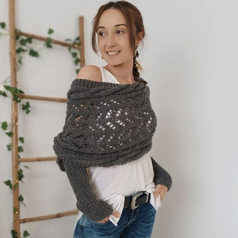 Hand Knit scarf with sleeves