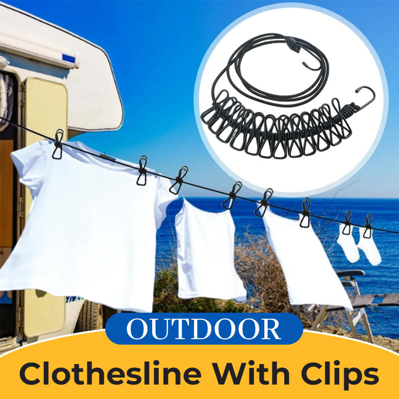 Retractable windproof elastic clothesline