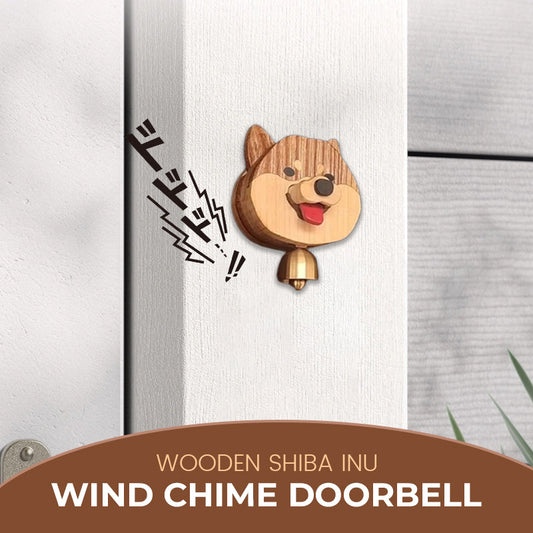 Handmade pure wood Shiba Inu wind chime doorbell