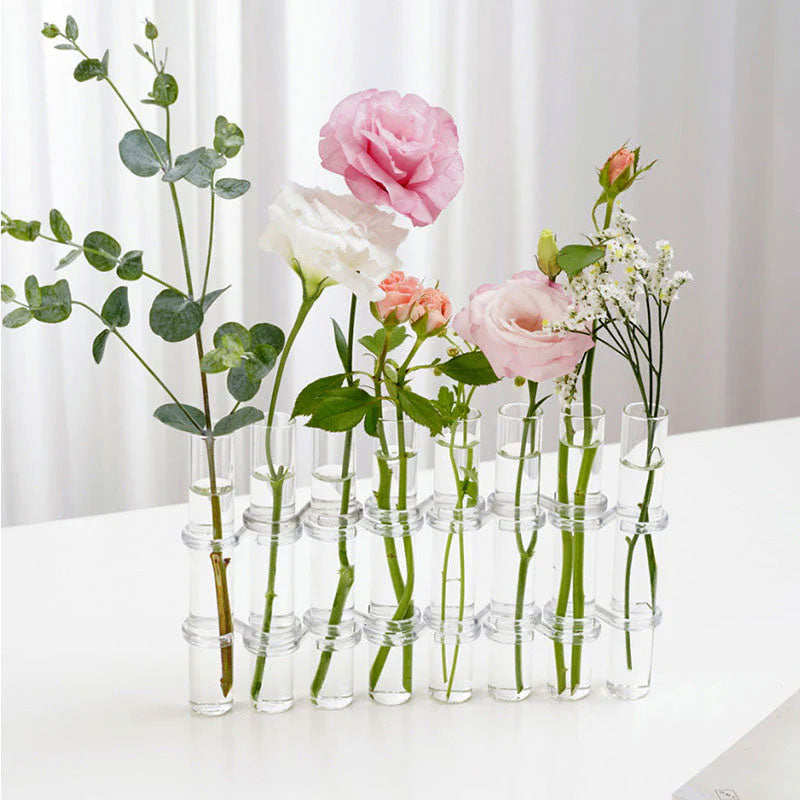 Test tube transparent glass vase