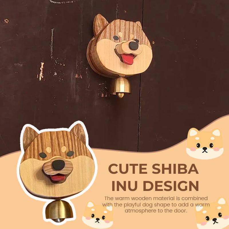 Handmade pure wood Shiba Inu wind chime doorbell