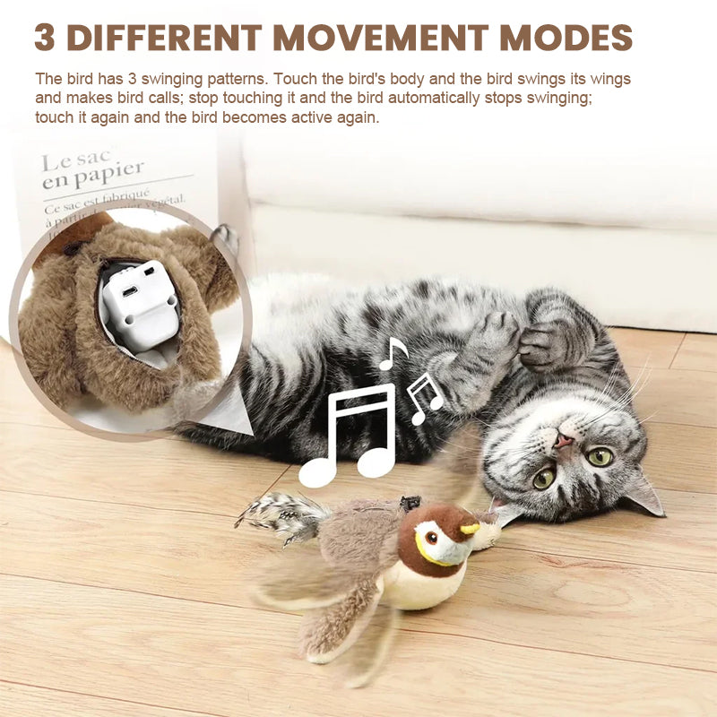 Plush flying bird cat toy