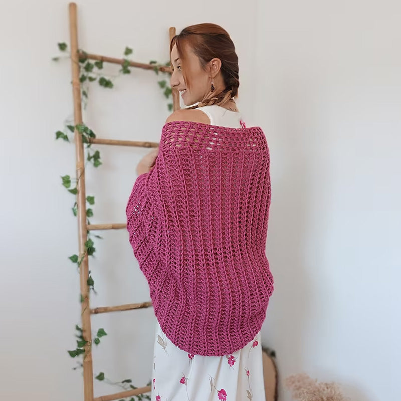 Hand-woven cardigan shawl