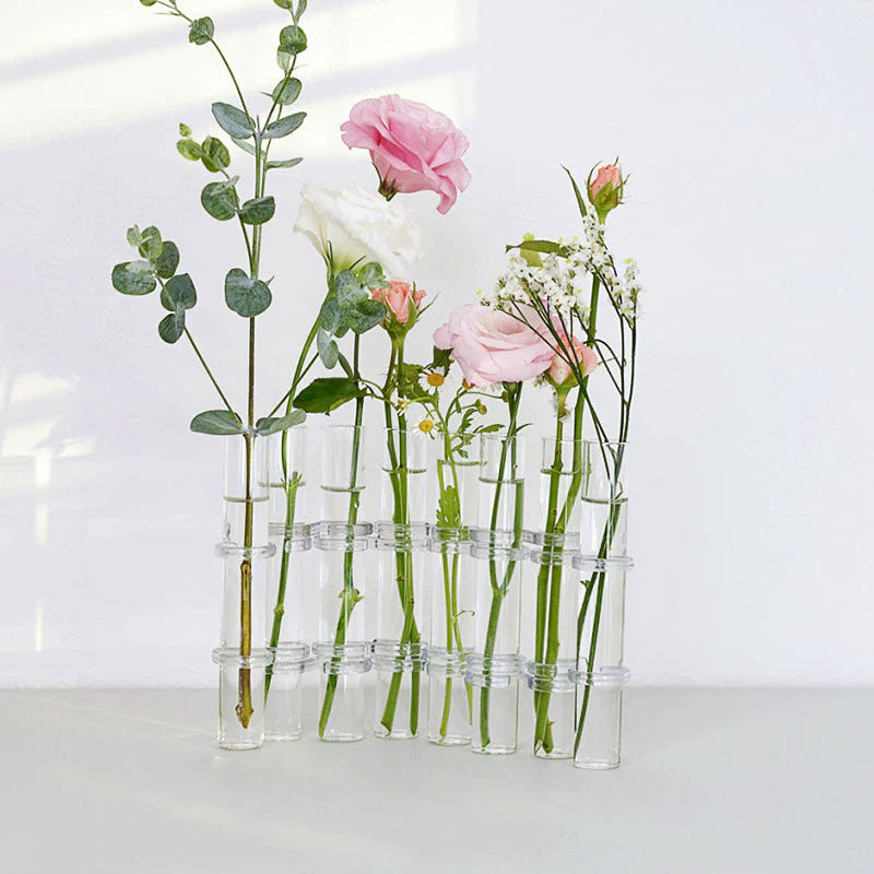 Test tube transparent glass vase