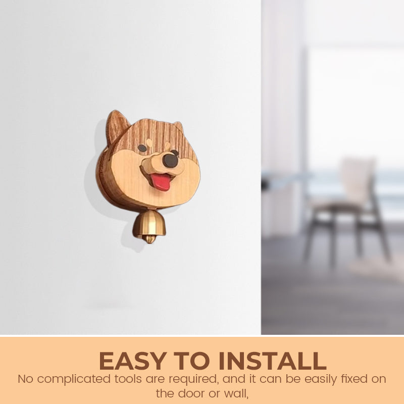 Handmade pure wood Shiba Inu wind chime doorbell