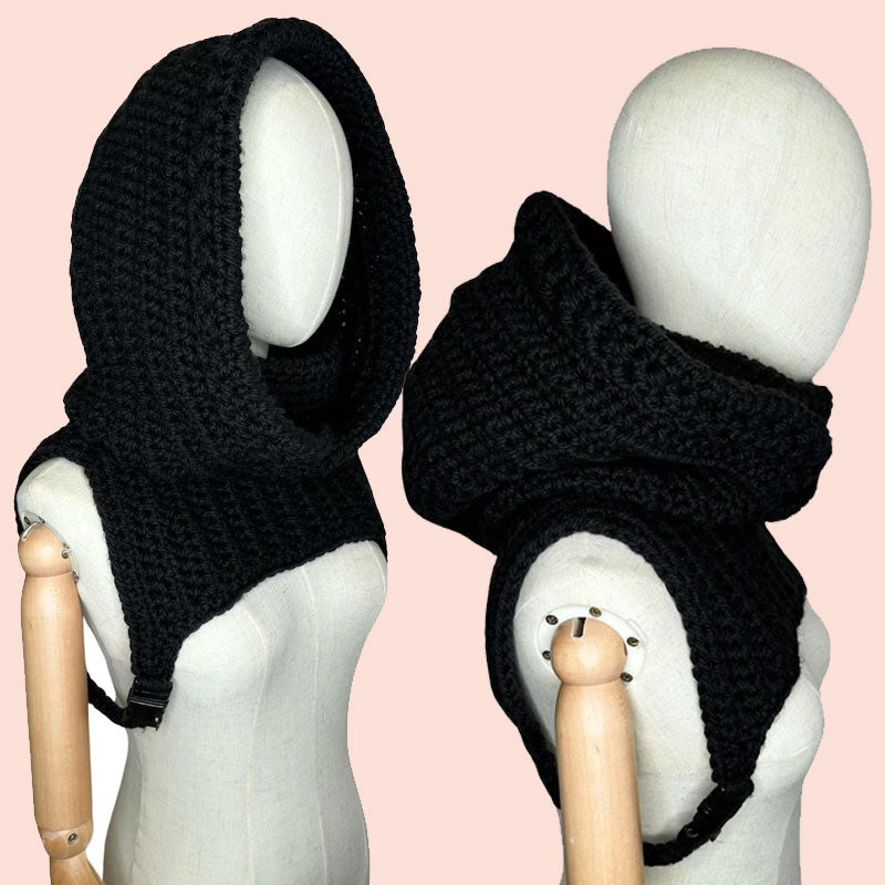 Hand knitted hood