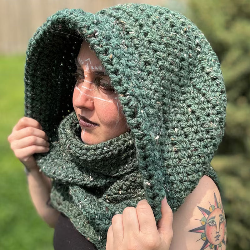 Hand knitted hood