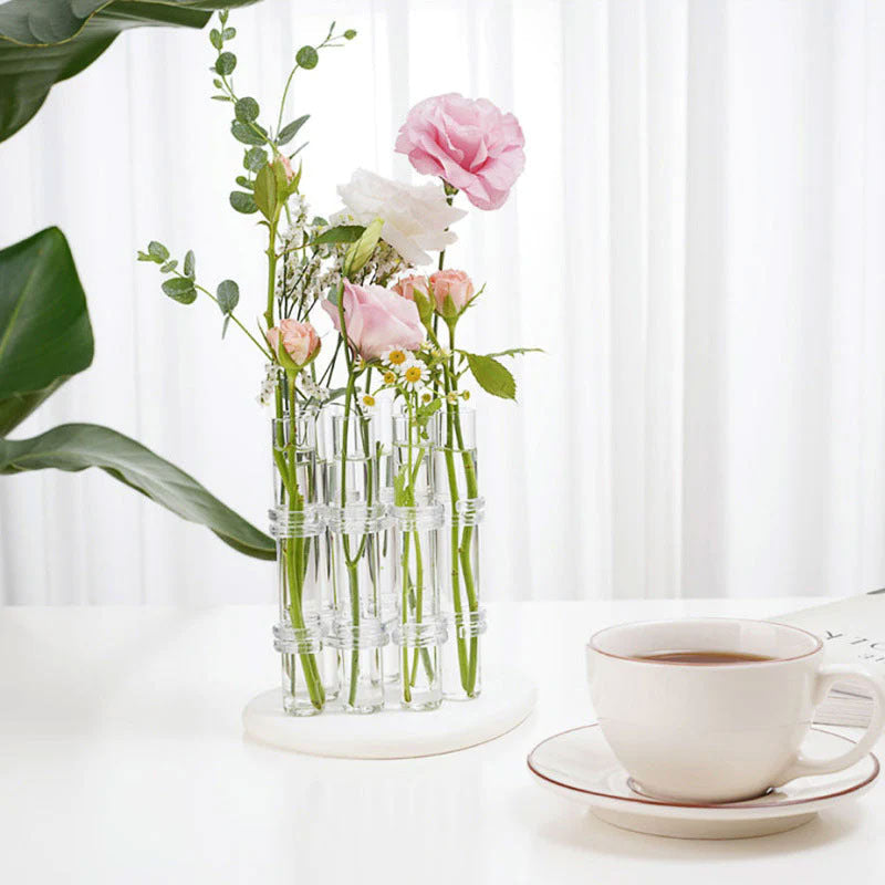 Test tube transparent glass vase