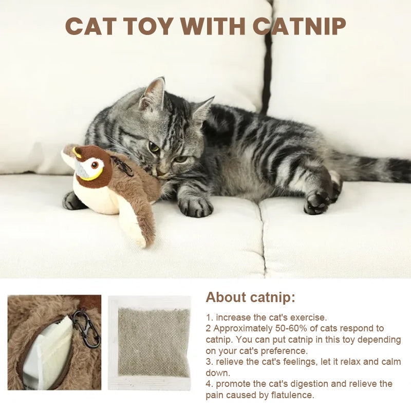 Plush flying bird cat toy