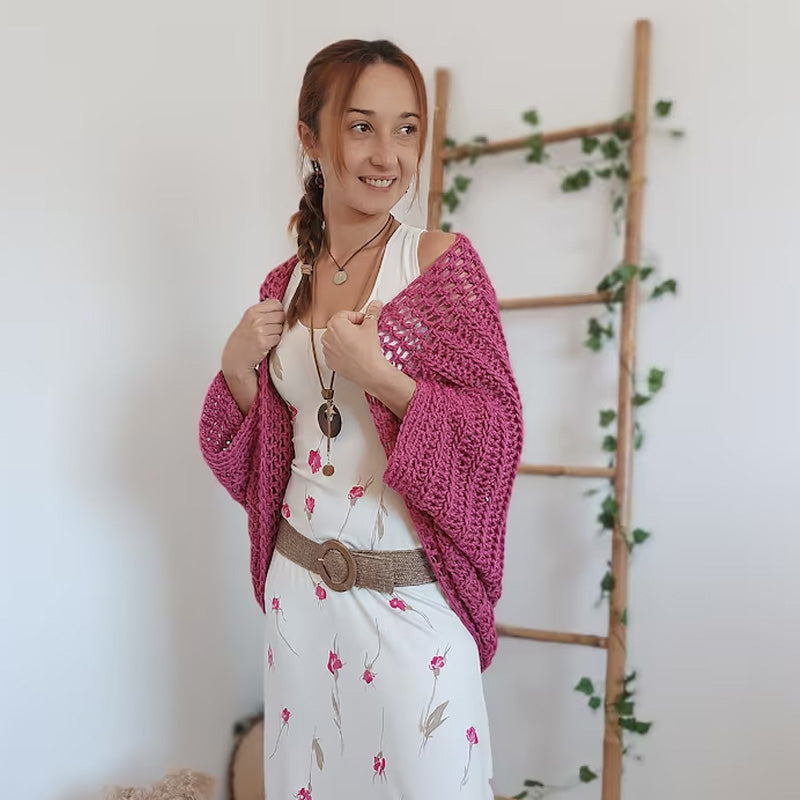 Hand-woven cardigan shawl