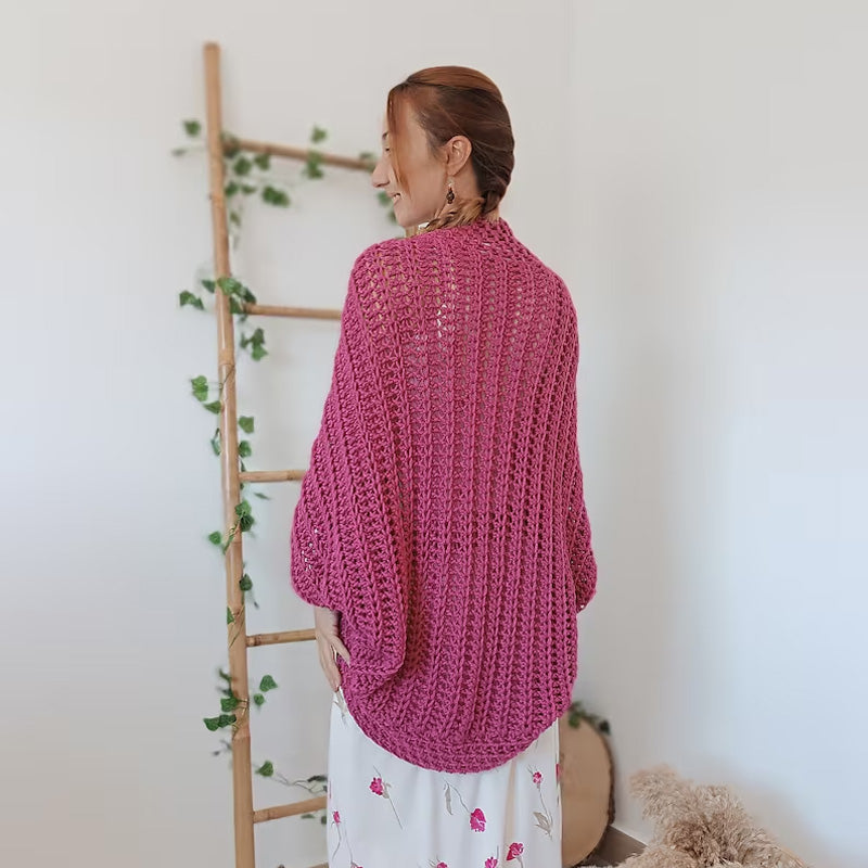 Hand-woven cardigan shawl