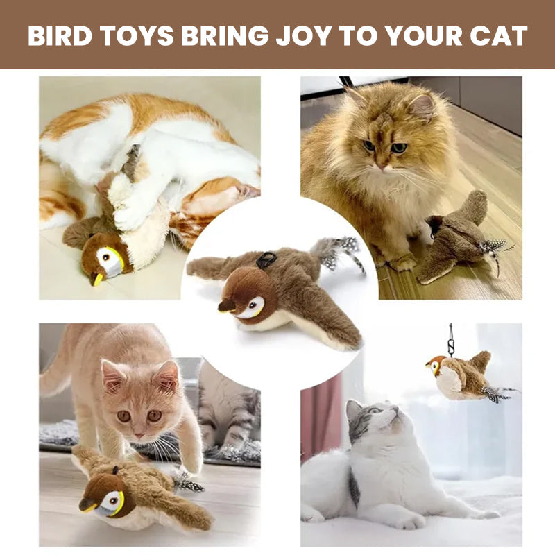 Plush flying bird cat toy