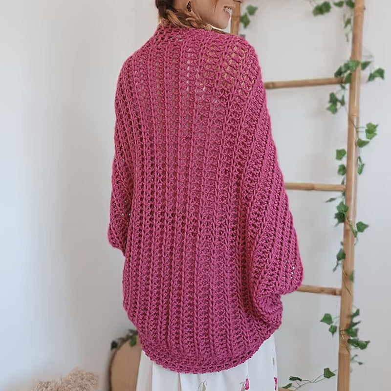 Hand-woven cardigan shawl