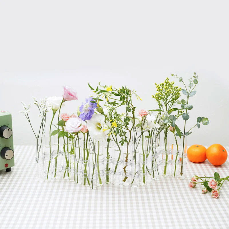 Test tube transparent glass vase