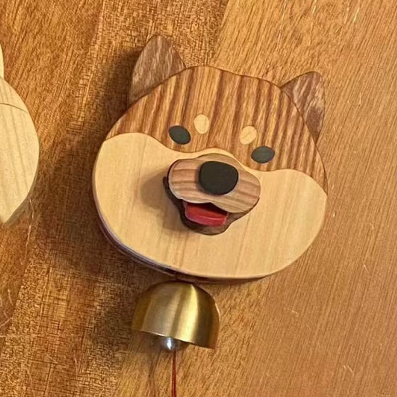 Handmade pure wood Shiba Inu wind chime doorbell