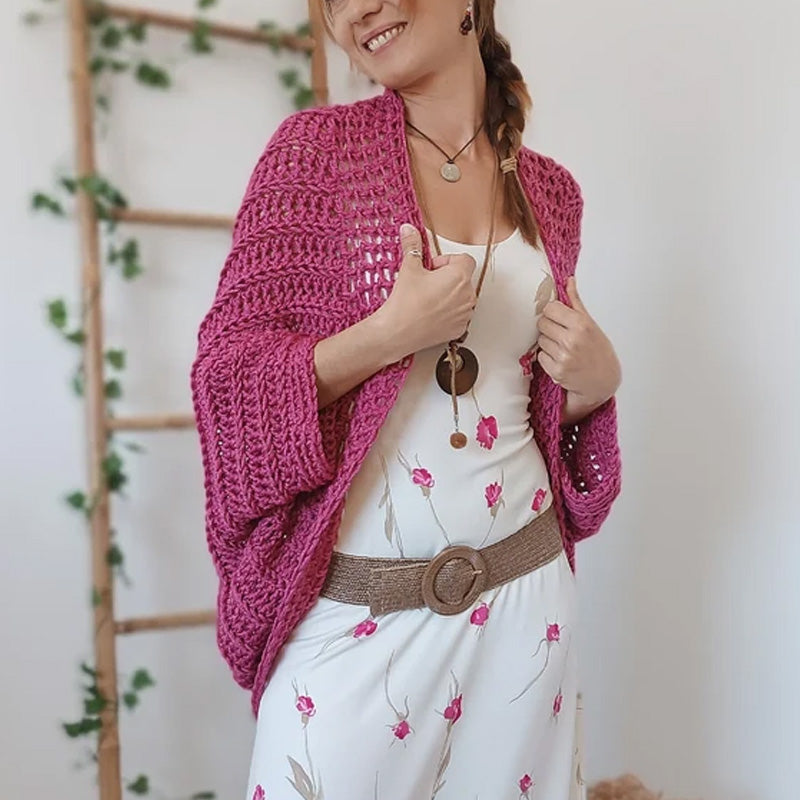 Hand-woven cardigan shawl