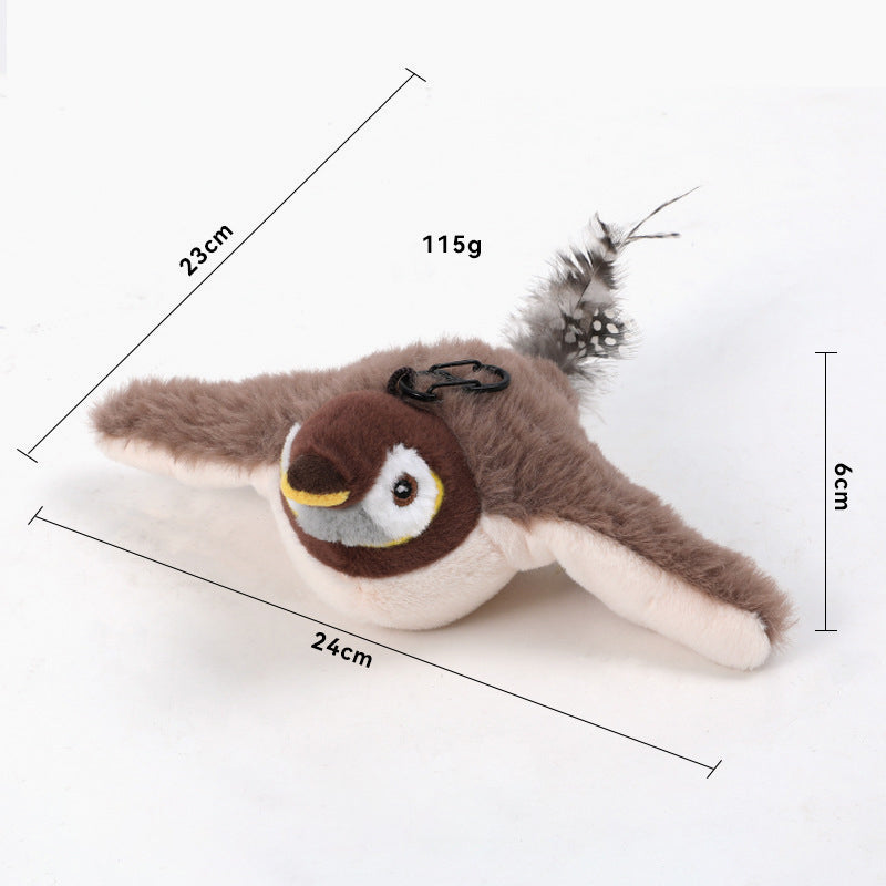 Plush flying bird cat toy